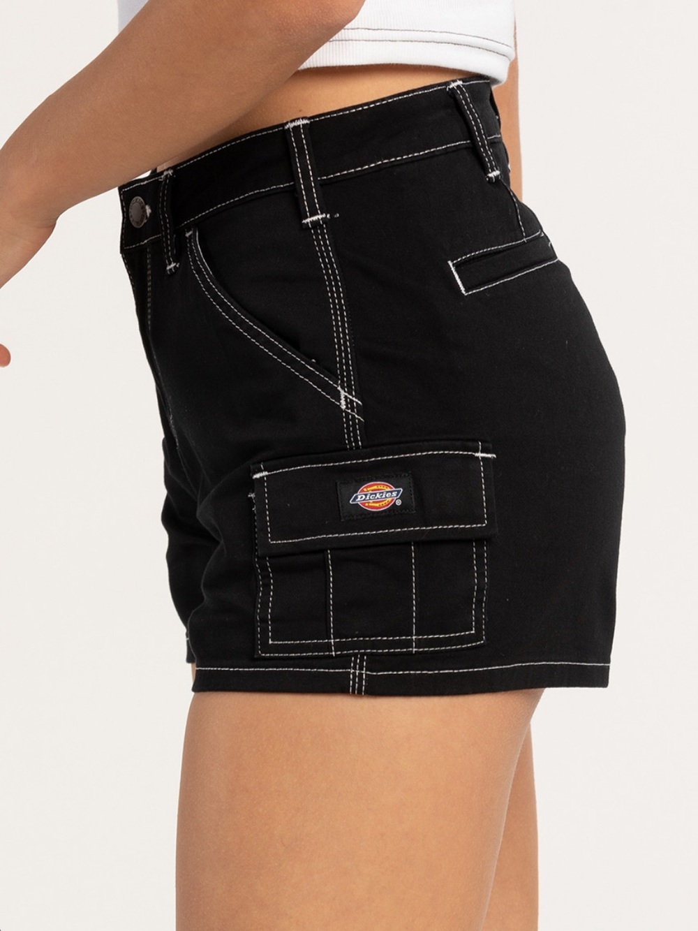 Dickies Women's High-Rise Black Cargo Utility Shorts - Picture 5 of 7